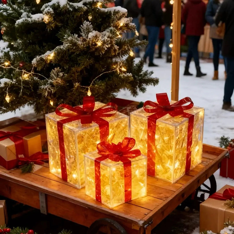 Glass Box Decoration with Warm Glowing Winter Tree Scene by House Of Avana
