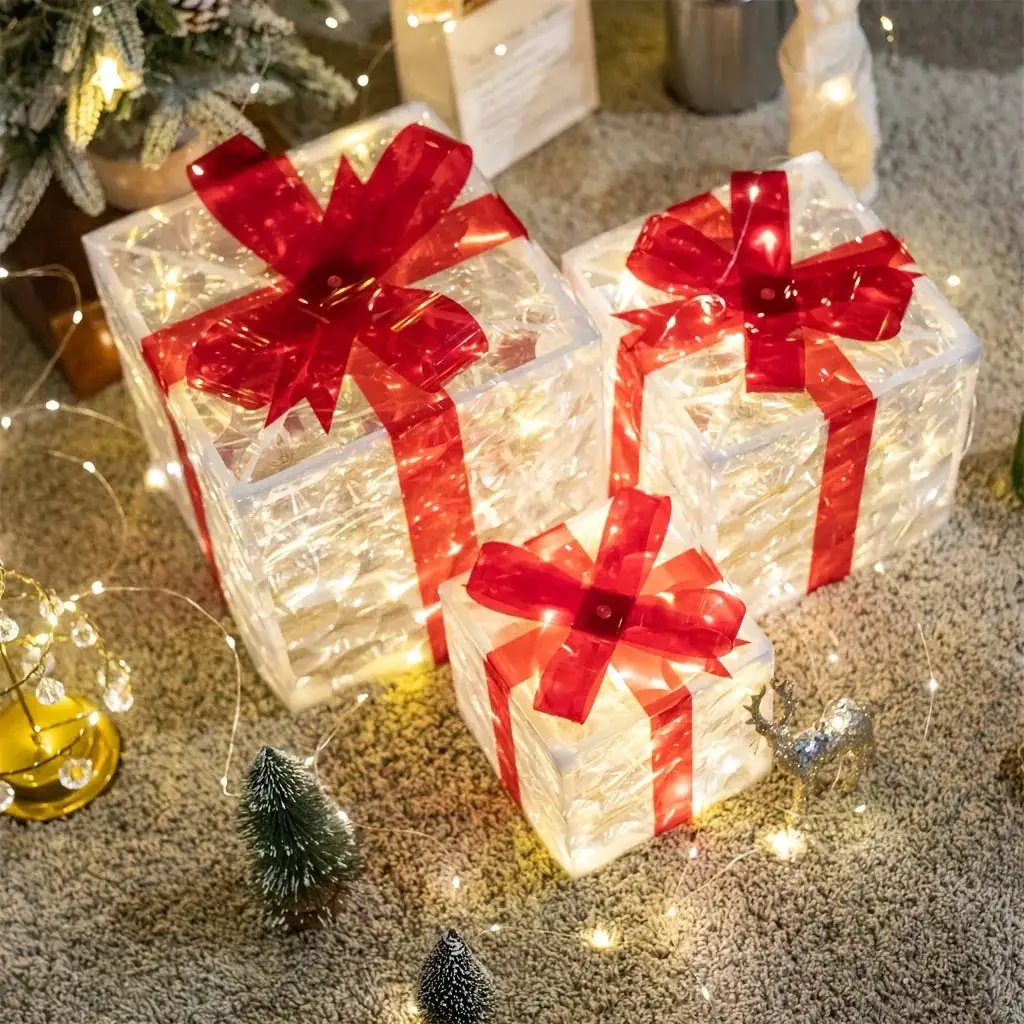 Glass Box Decoration with Warm Glowing Winter Tree Scene by House Of Avana