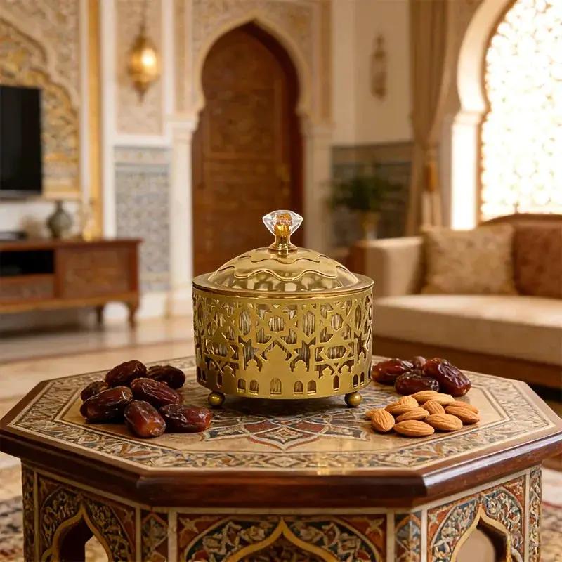 Glass Candy Jar - Golden Islamic Style by House Of Avana