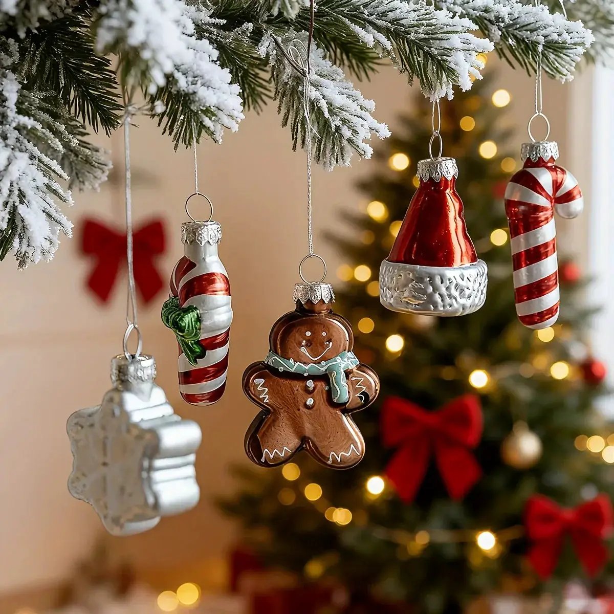 Glass Christmas Ornament Set, 9pcs Creative Snowman & Snowflake Pendants by House Of Avana