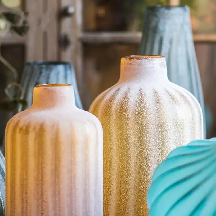 Glass Vase Hand Blown Frosted Art Glass by RusticReach