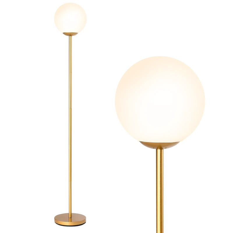 Glass Globe LED Floor Lamp with Glass Lampshade-Golden by DirectDeals