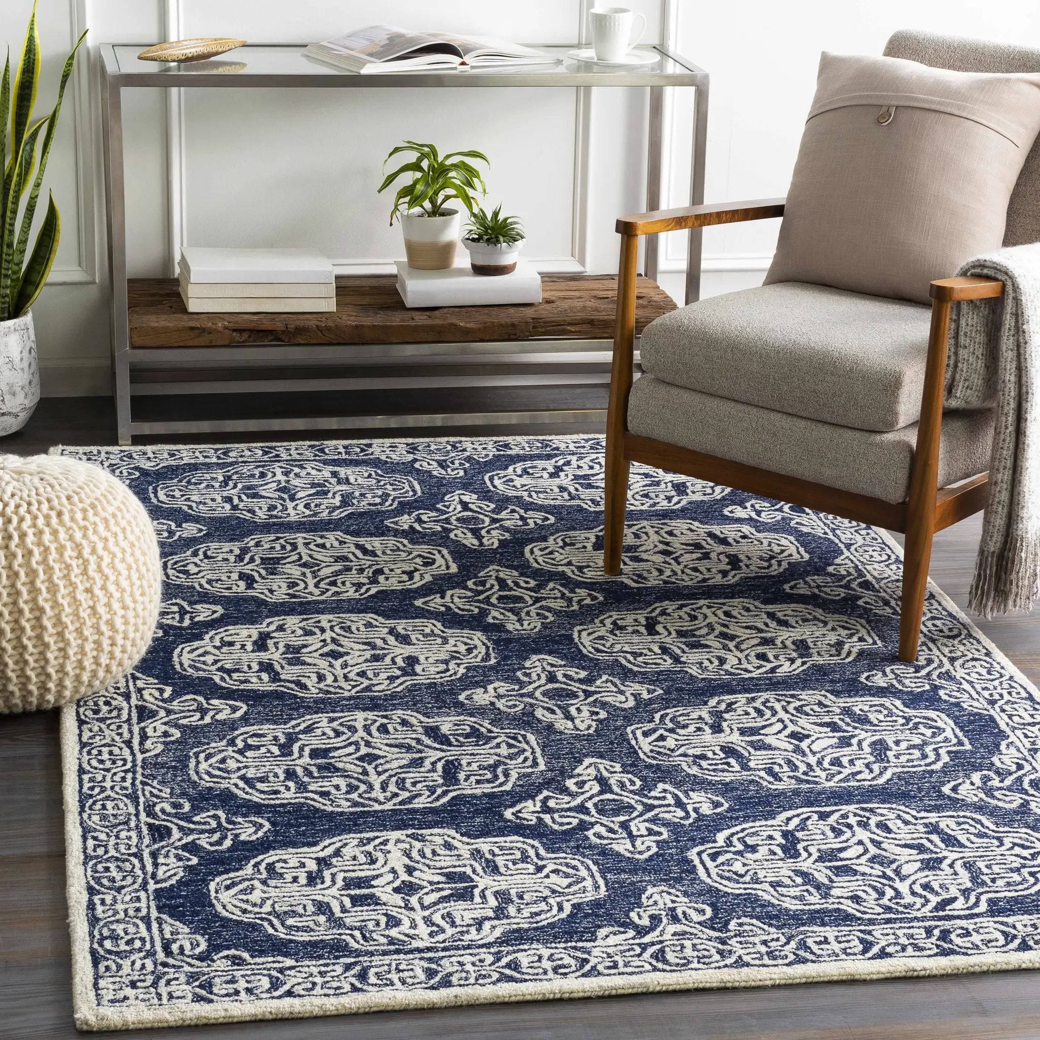 Glenoma Blue Regency Wool Rug by Boutique Rugs