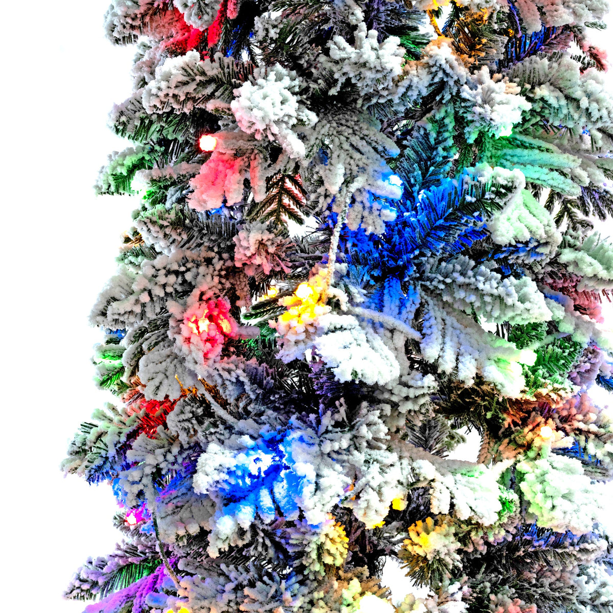 5-Piece Pre-Lit Pencil Christmas Tree Set, 4ft/6ft/8ft, Snow-Flocked, 350 LED Lights, photo 7 of 10