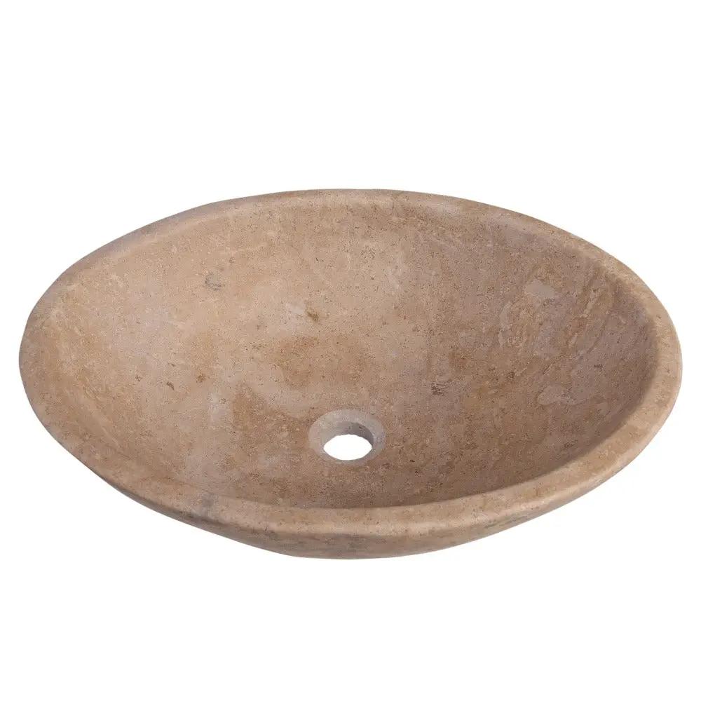 Walnut Travertine Natural Stone Bathroom Vessel Sink - Honed and Filled 16 x 20.5 x 6 by GobekDesign