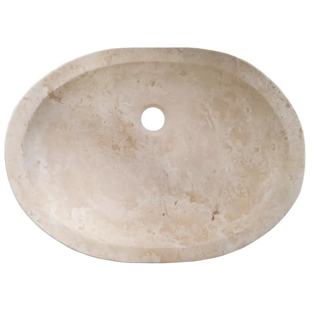 Light Travertine Honed and Filled Vessel Sink Natural Stone 16 x 21.5 x 6 Inches by GobekDesign