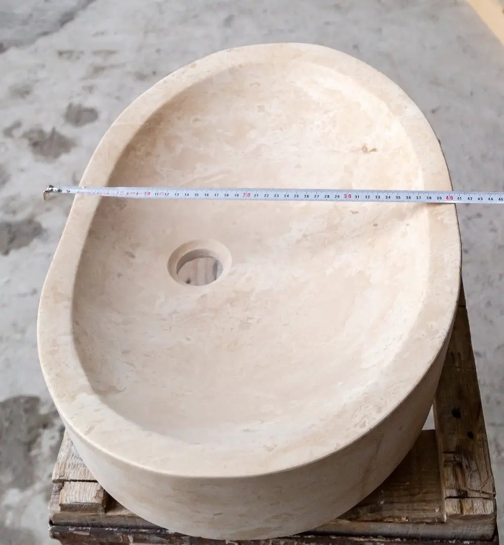 Light Travertine Honed and Filled Vessel Sink Natural Stone 16 x 21.5 x 6 Inches by GobekDesign