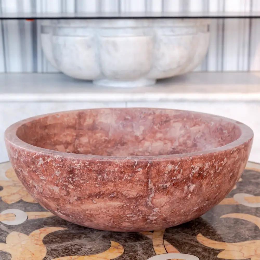Premium Red Travertine Natural Stone Vessel Sink Honed Matte 16x6 by GobekDesign