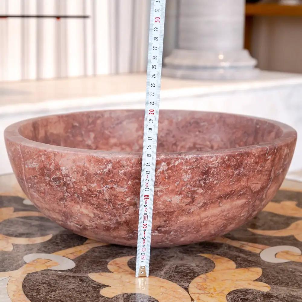 Premium Red Travertine Natural Stone Vessel Sink Honed Matte 16x6 by GobekDesign