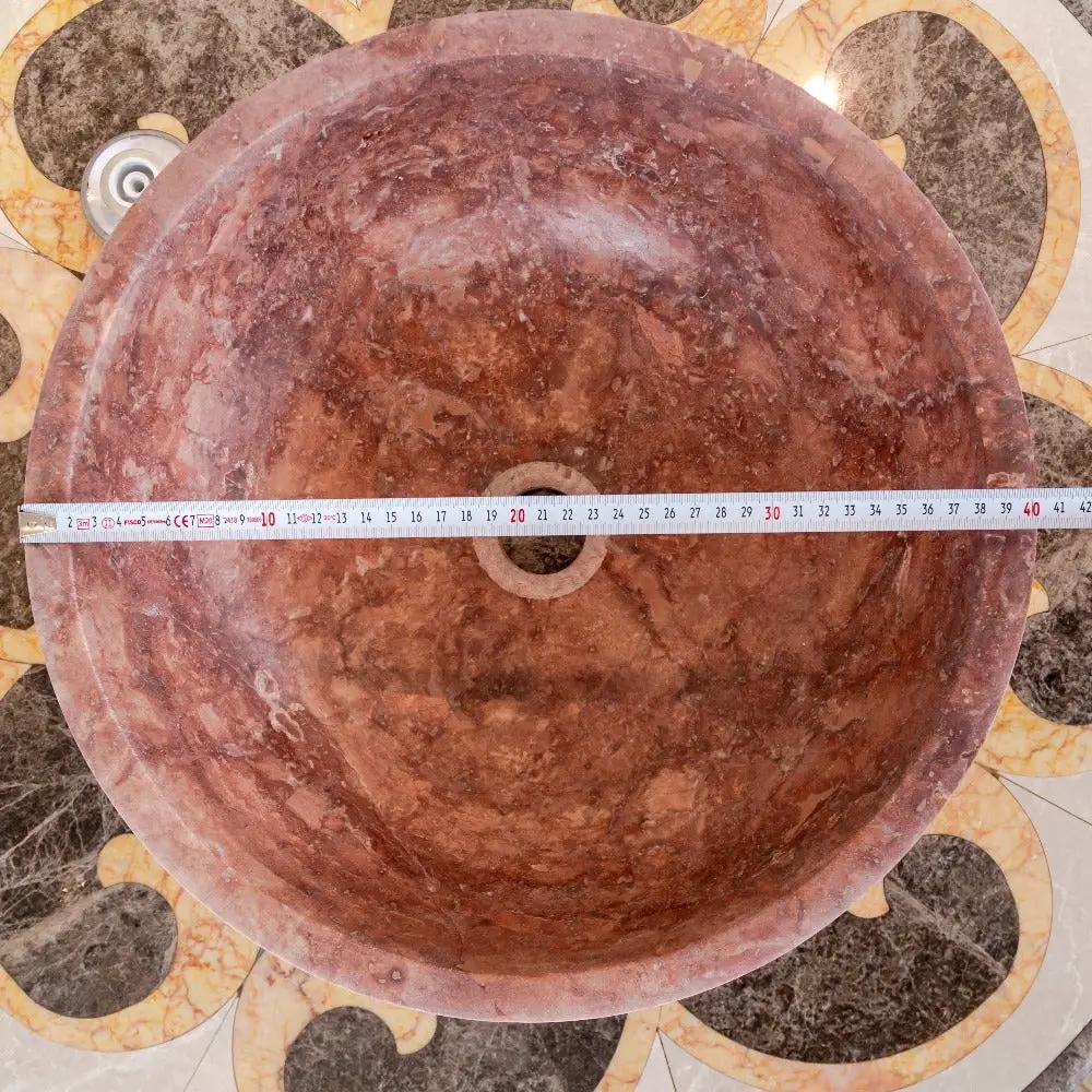 Premium Red Travertine Natural Stone Vessel Sink Honed Matte 16x6 by GobekDesign