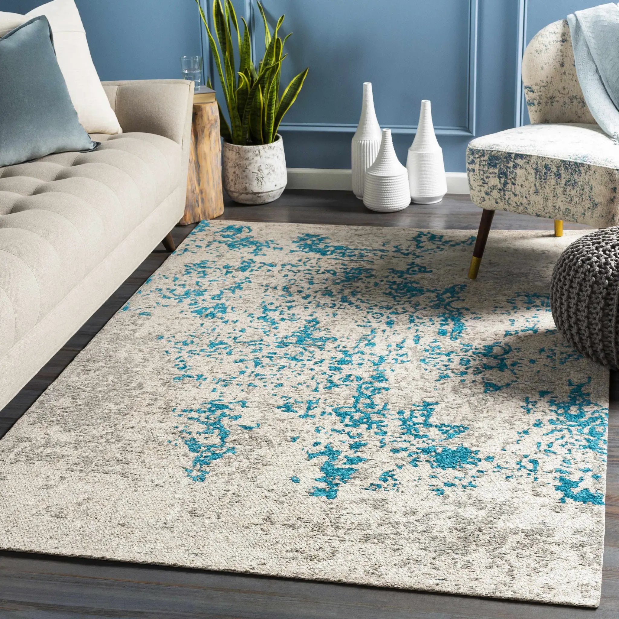 Sweeny Beige/Blue Abstract Area Rug - Clearance by Boutique Rugs