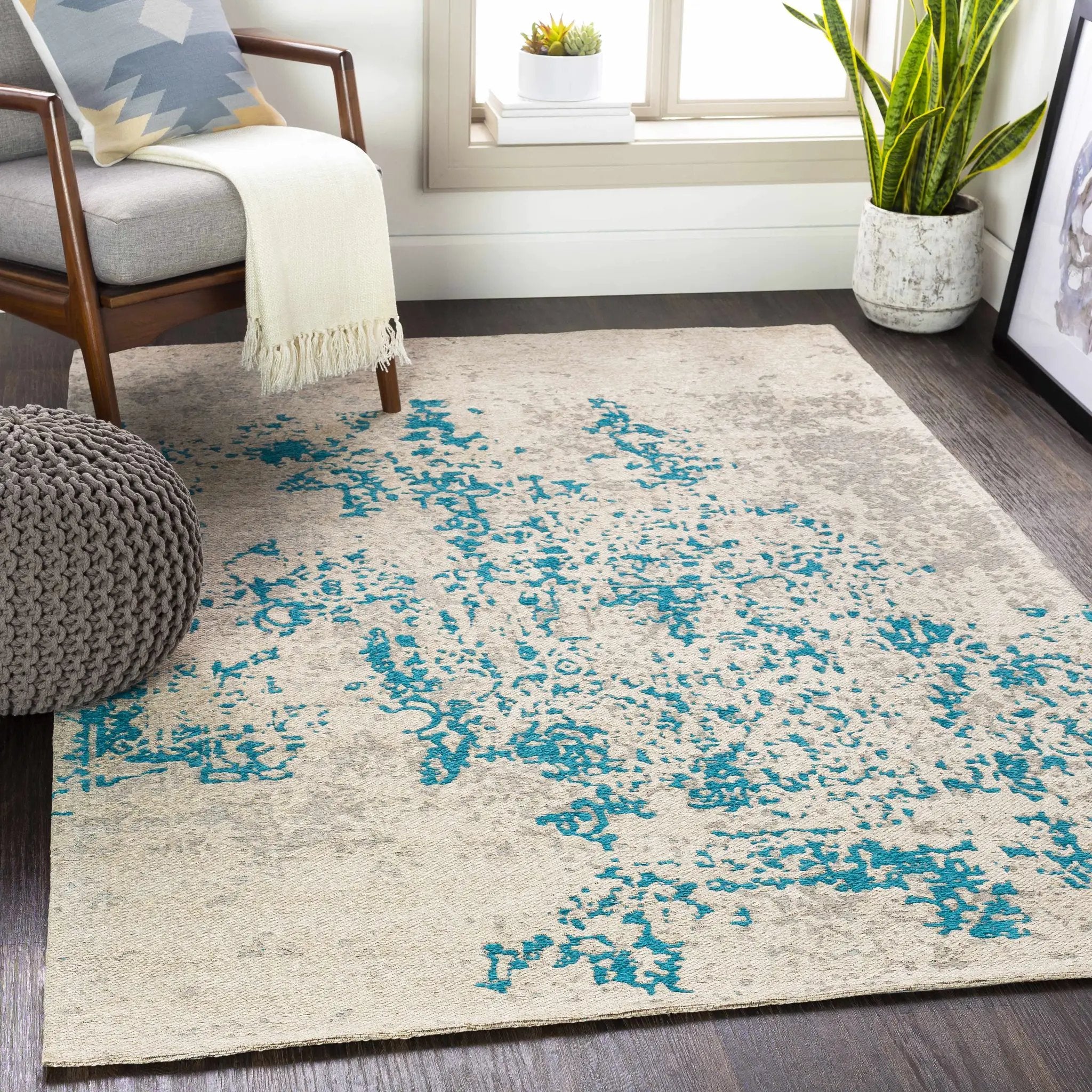 Sweeny Beige/Blue Abstract Area Rug - Clearance by Boutique Rugs
