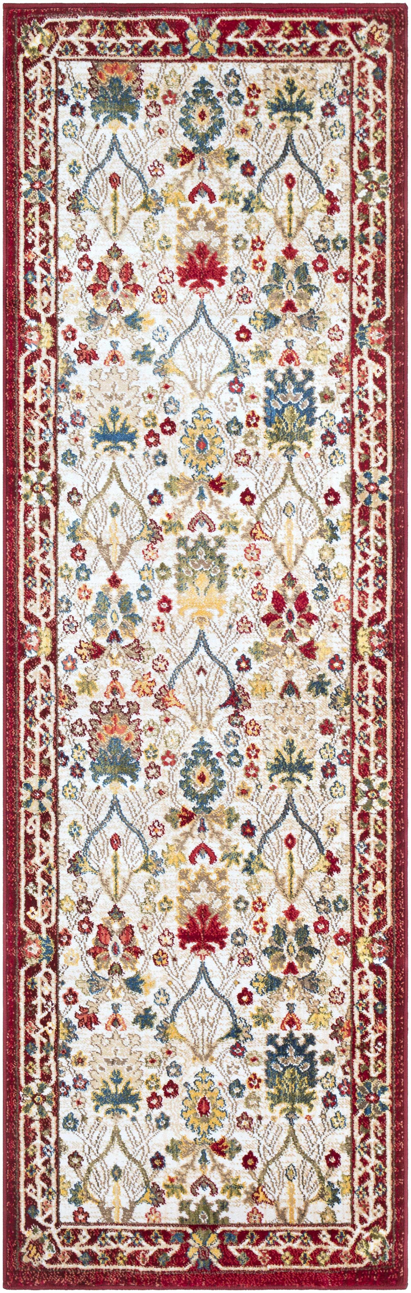 Neola White/Red Damask Area Rug by Boutique Rugs