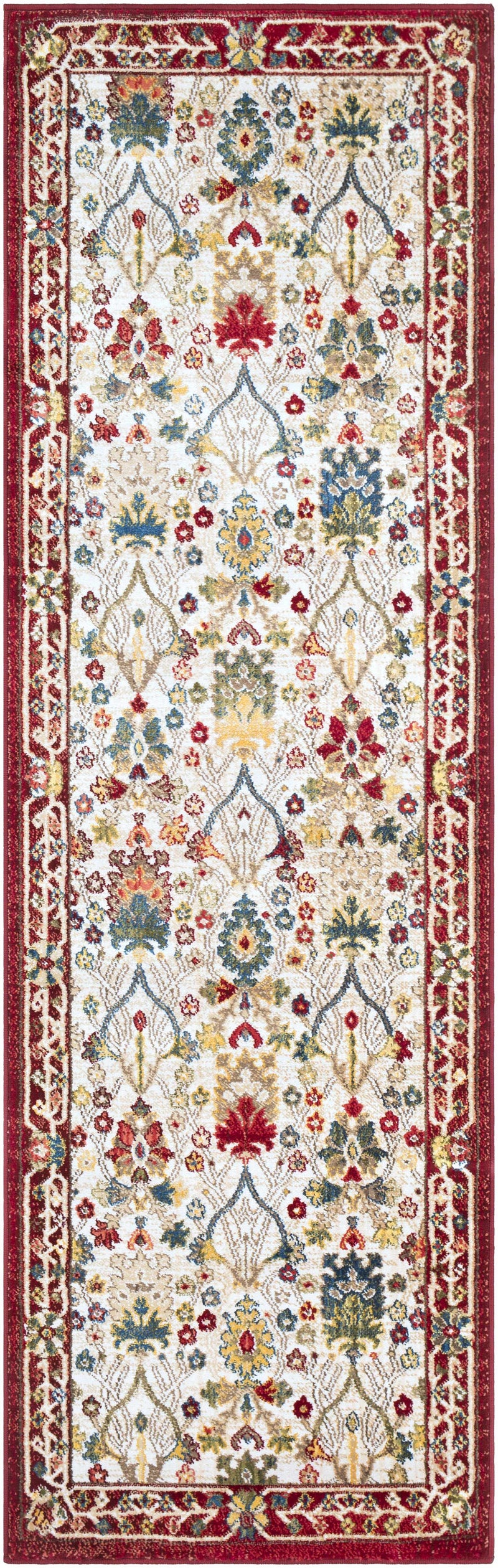 Neola White/Red Damask Area Rug by Boutique Rugs
