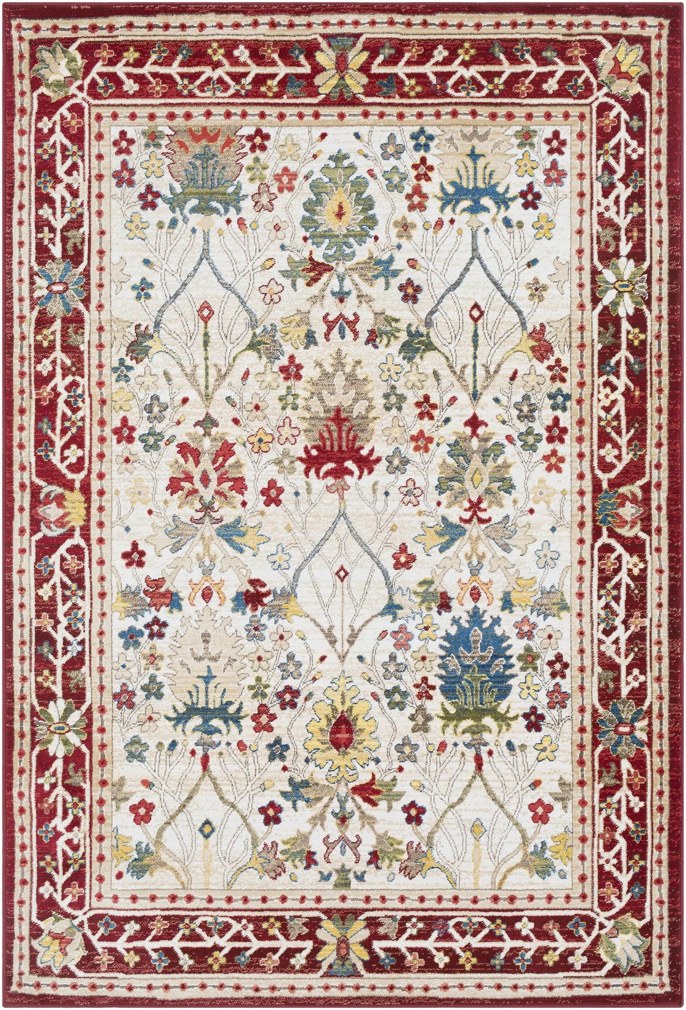 Neola White/Red Damask Area Rug by Boutique Rugs