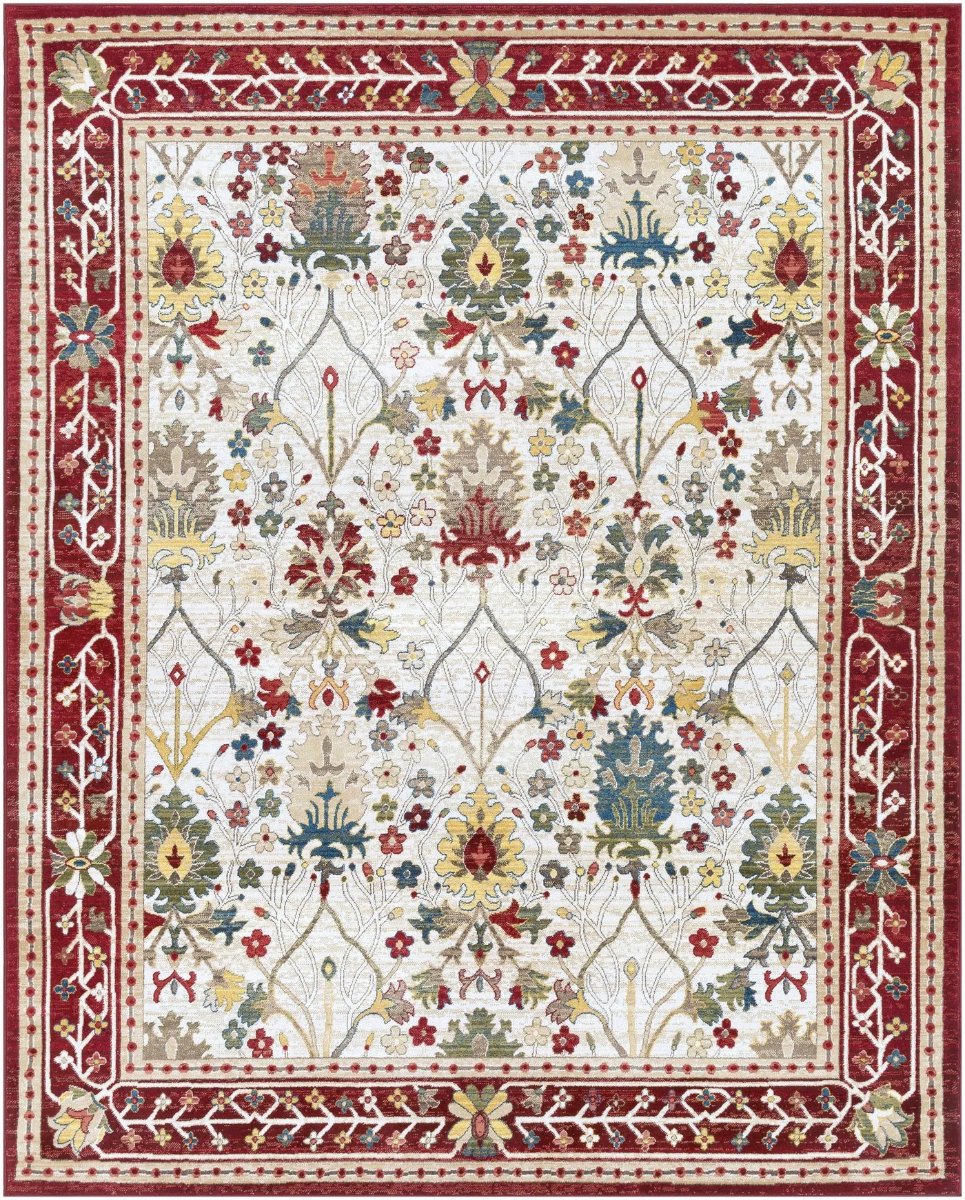 Neola White/Red Damask Area Rug by Boutique Rugs