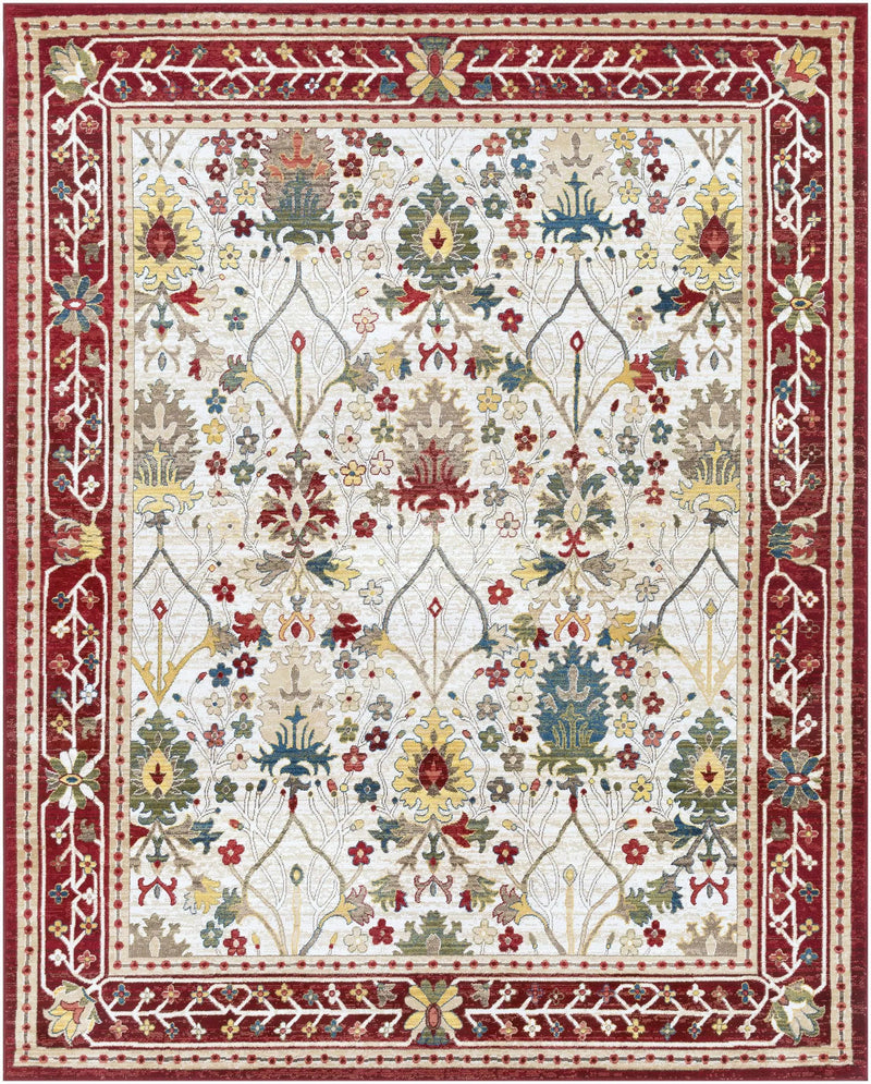 Neola White/Red Damask Area Rug by Boutique Rugs