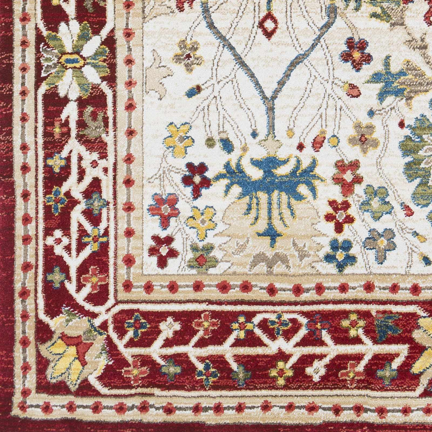 Neola White/Red Damask Area Rug by Boutique Rugs