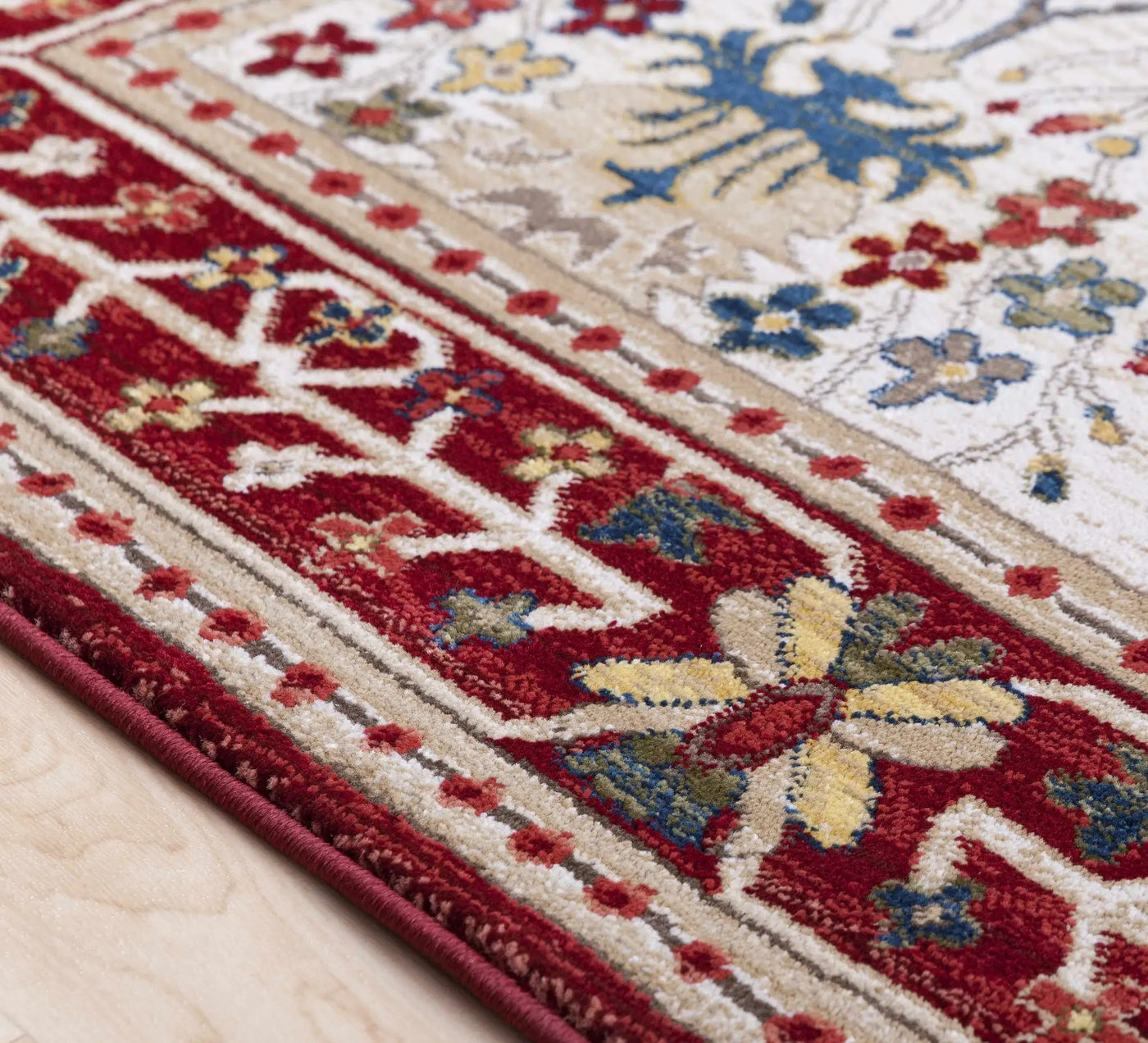 Neola White/Red Damask Area Rug by Boutique Rugs