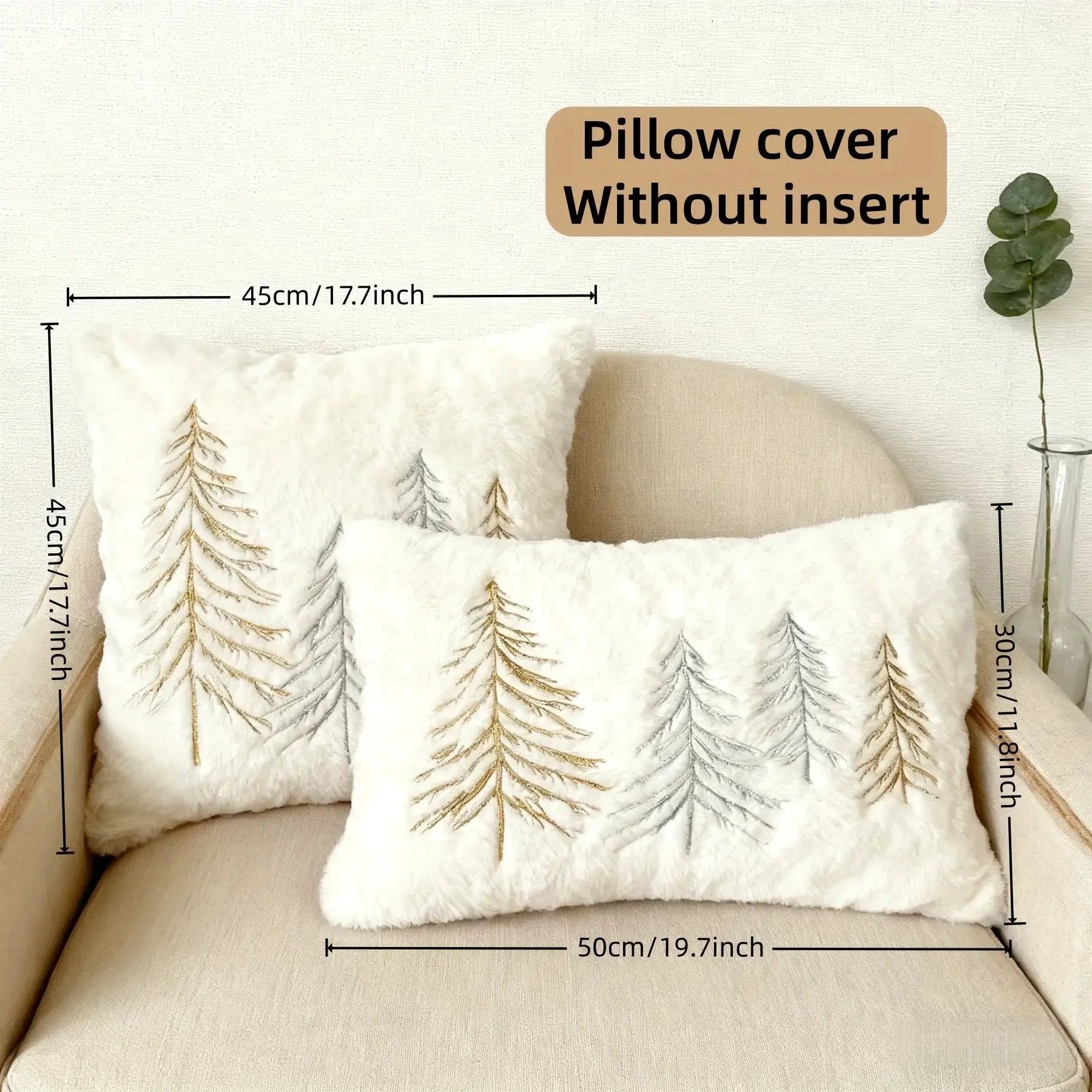 Gold Embroidered Christmas Tree Pillow Cover - Luxury Velvet Decorative Pillowcase by House Of Avana