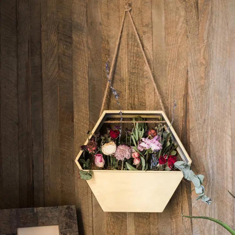 Gold Metal Planter Hexagon Hanging Planter by RusticReach