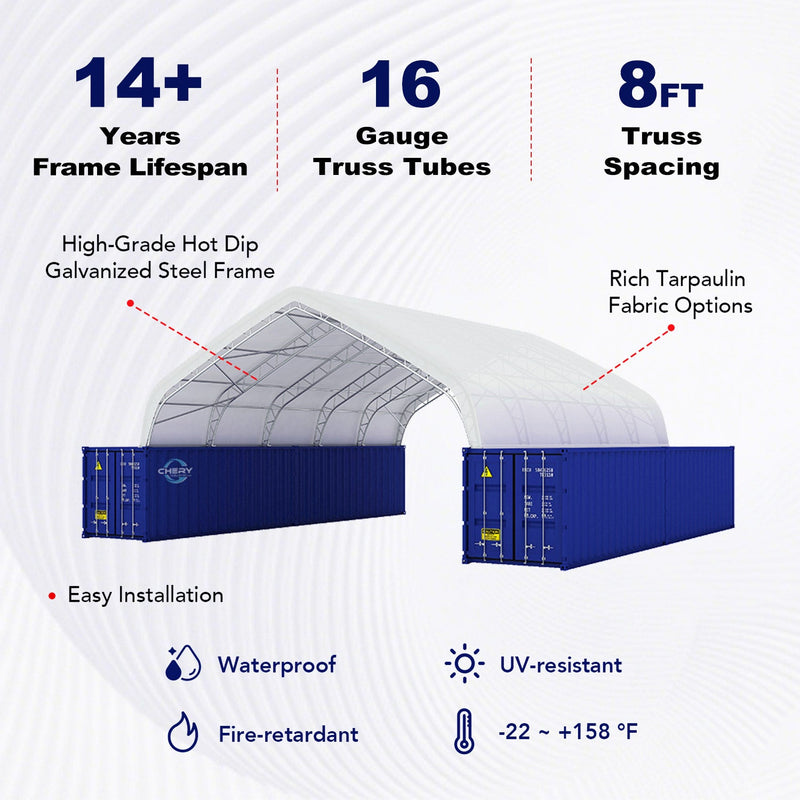40'x40'x15' Double Truss Peak Container Canopy Shelter, photo 2 of 11