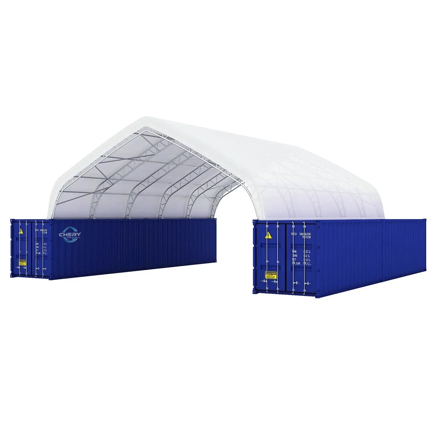 40'x40'x15' Double Truss Peak Container Canopy Shelter by Chery Industrial