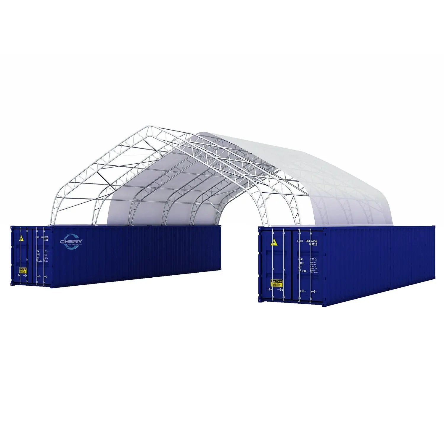 40'x40'x15' Double Truss Peak Container Canopy Shelter by Chery Industrial