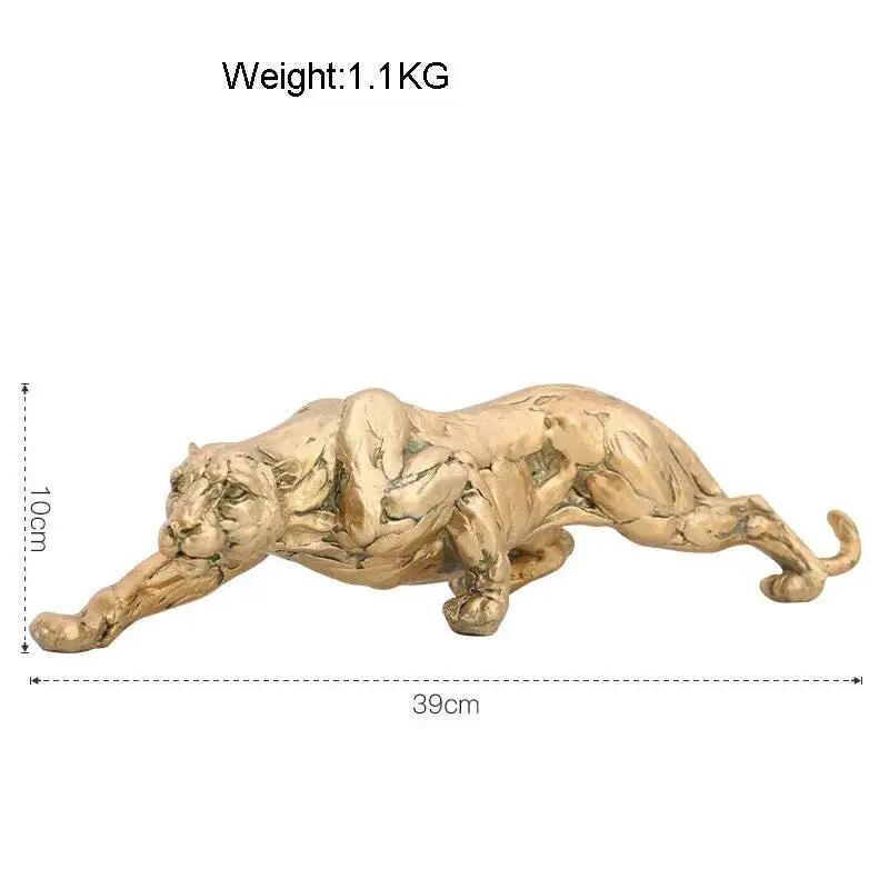 Abstract Gold Panther Sculpture Modern Muscular Animal Figurine by House Of Avana