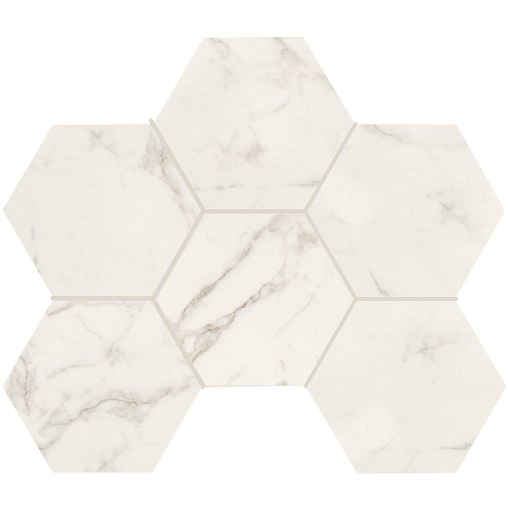 Gold Statuary Honed Hexagon Marble Look Porcelain Mosaics 12x16 1/3 Porcelain Honed 12x18 Mosaics