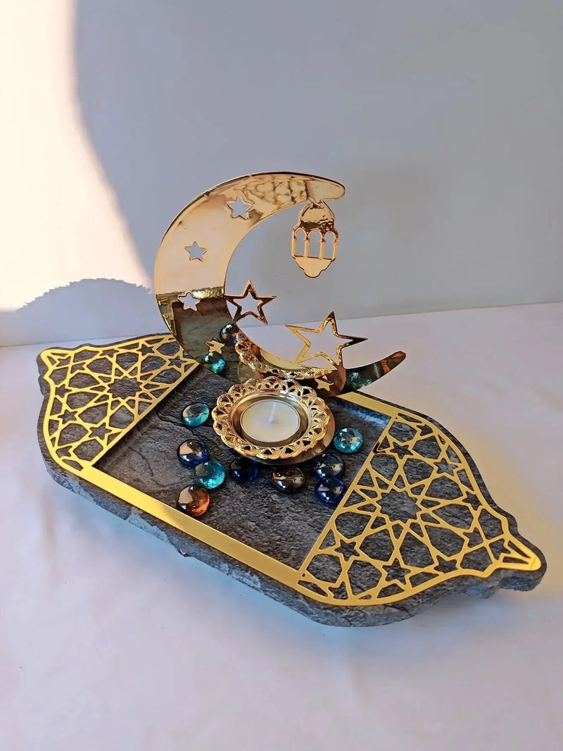 Golden Acrylic Tray - Ramadan Lantern Storage by House Of Avana