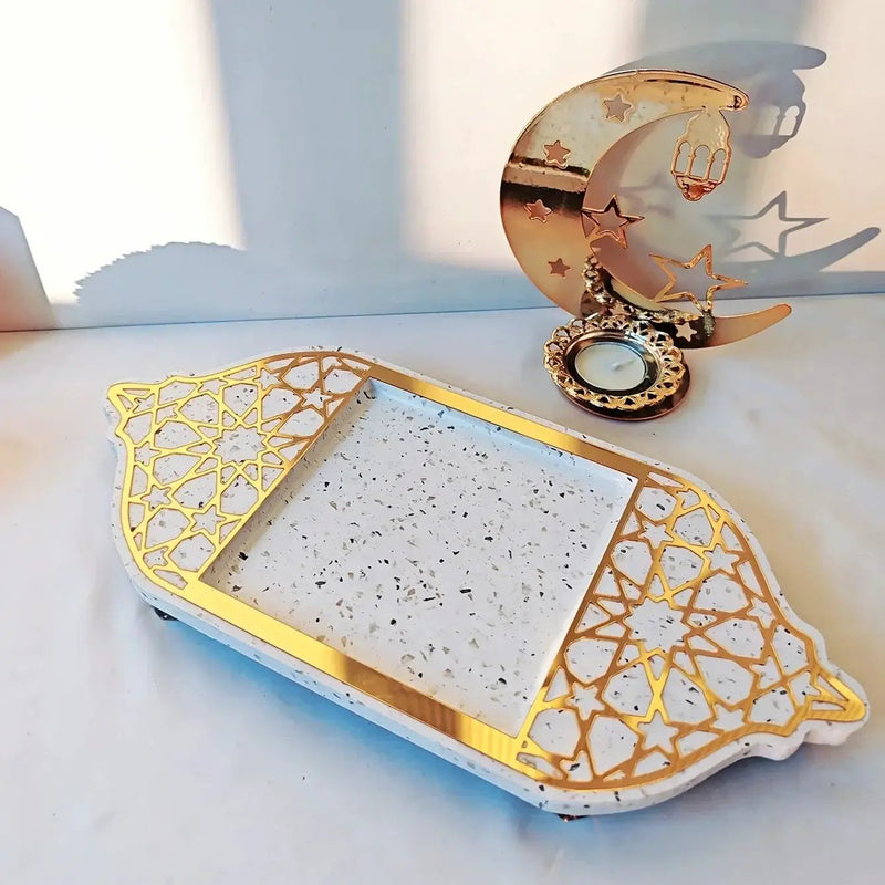 Golden Acrylic Tray - Ramadan Lantern Storage by House Of Avana
