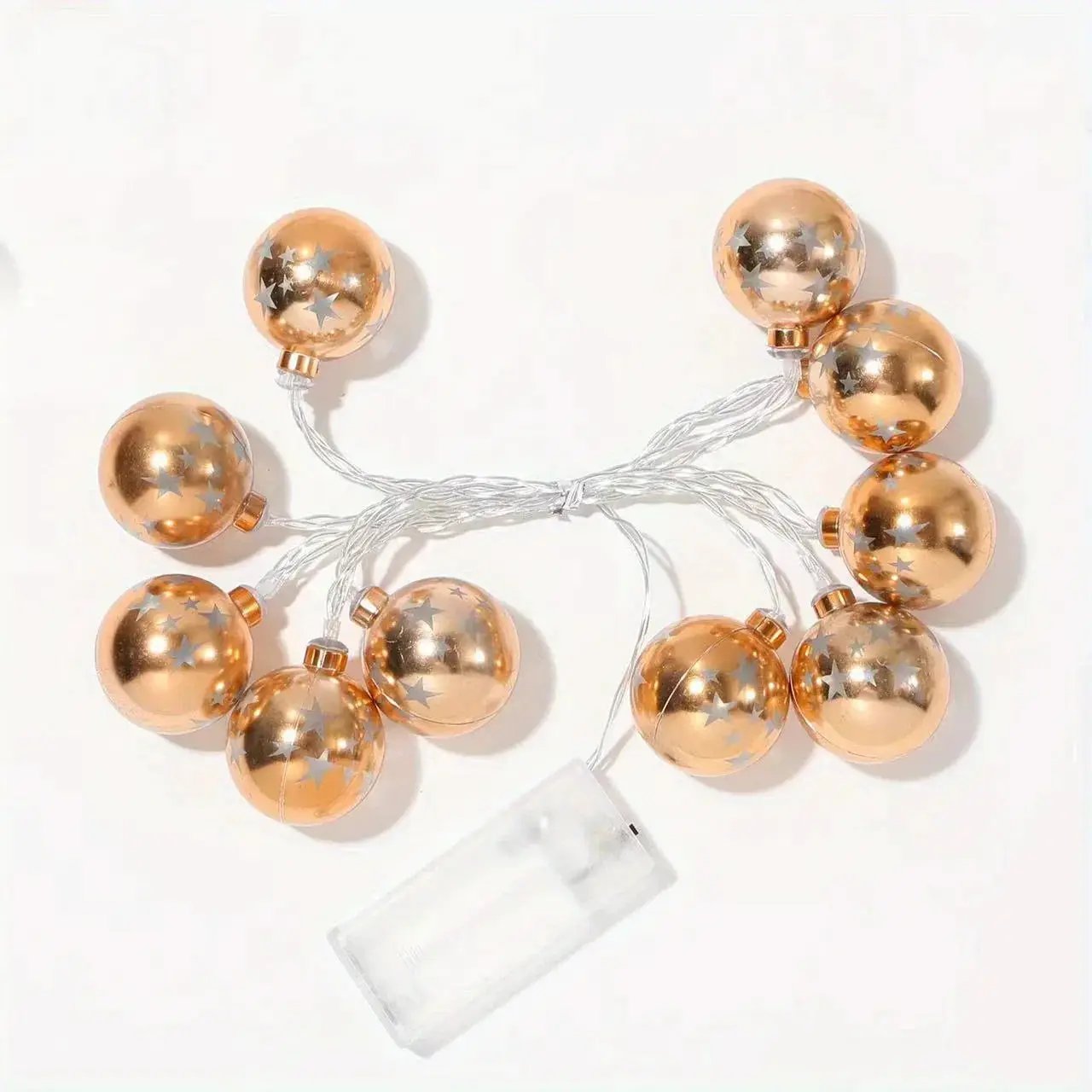 Golden Christmas Ball Lights - Battery Operated String for Tree & Home Decor by House Of Avana