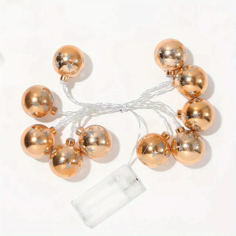 Golden Christmas Ball Lights - Battery Operated String for Tree & Home Decor by House Of Avana
