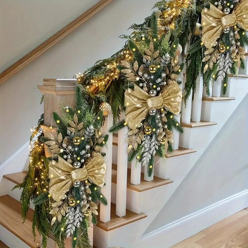 Golden Christmas Decorations 24inch Staircase and Window Ornaments by House Of Avana