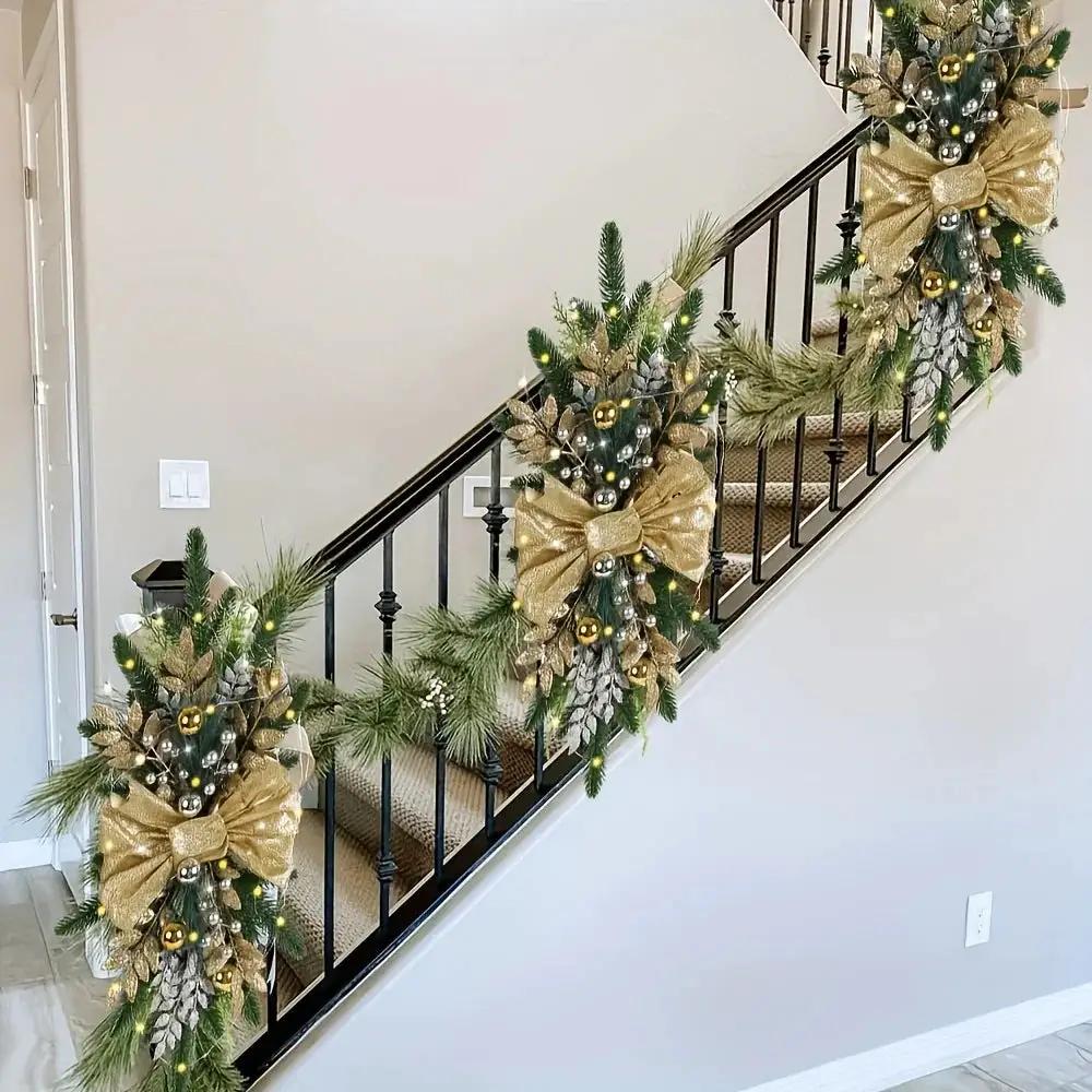 Golden Christmas Decorations 24inch Staircase and Window Ornaments by House Of Avana