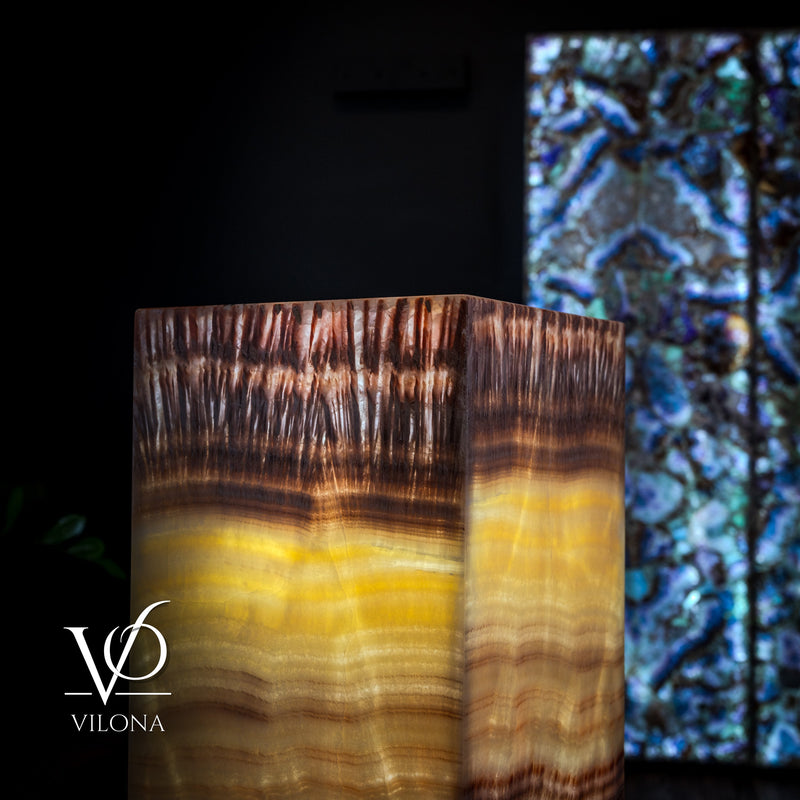 Golden Cloud Onyx Floor Lamp - Exotic Dragon Eye - Medium - 51.25"H x 12"W - Square - #2, photo 3 of 8