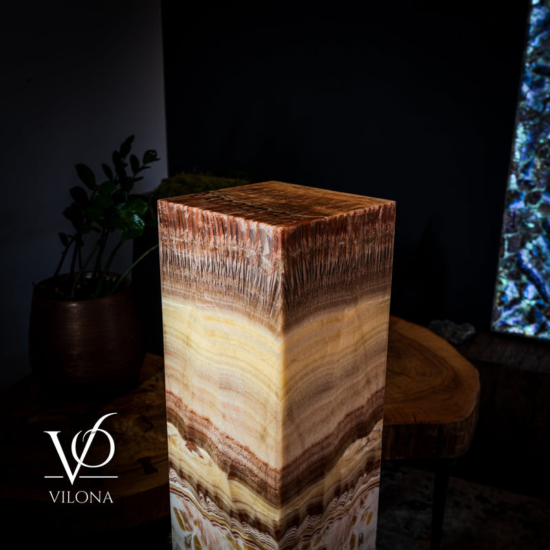 Golden Cloud Onyx Floor Lamp - Exotic Dragon Eye - Medium - 51.25"H x 12"W - Square - #2, photo 8 of 8