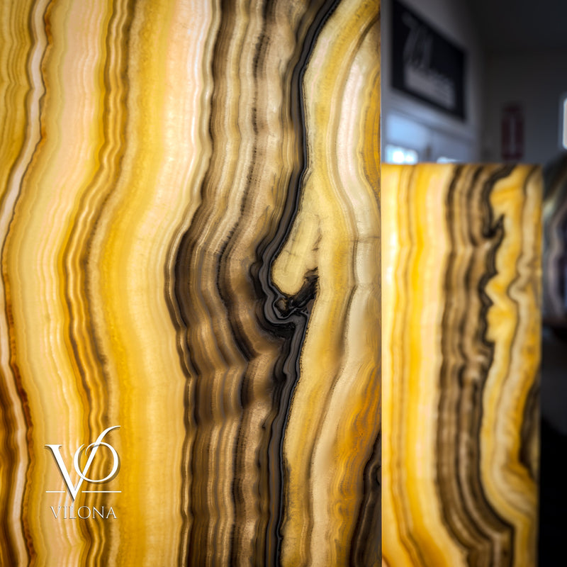 Golden Cloud Onyx Floor Lamp - Pair - Large - 63-67"H x 12-12"W - Square, photo 10 of 14