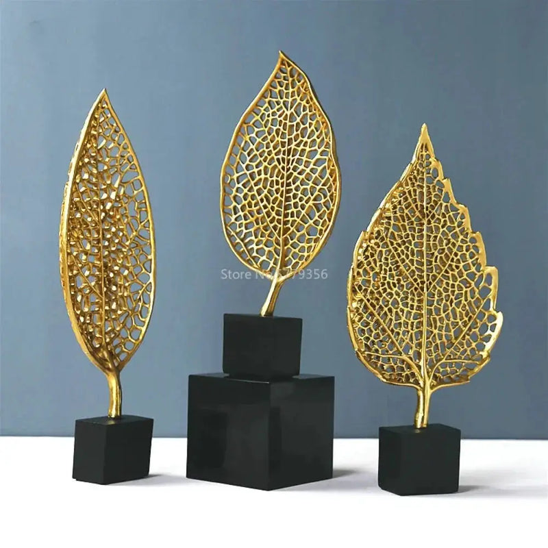 Golden Leaf Tabletop Sculpture by House Of Avana