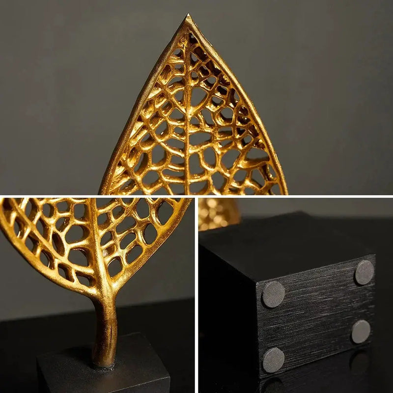 Golden Leaf Tabletop Sculpture by House Of Avana