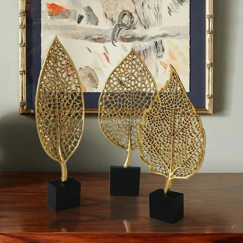 Golden Leaf Tabletop Sculpture by House Of Avana