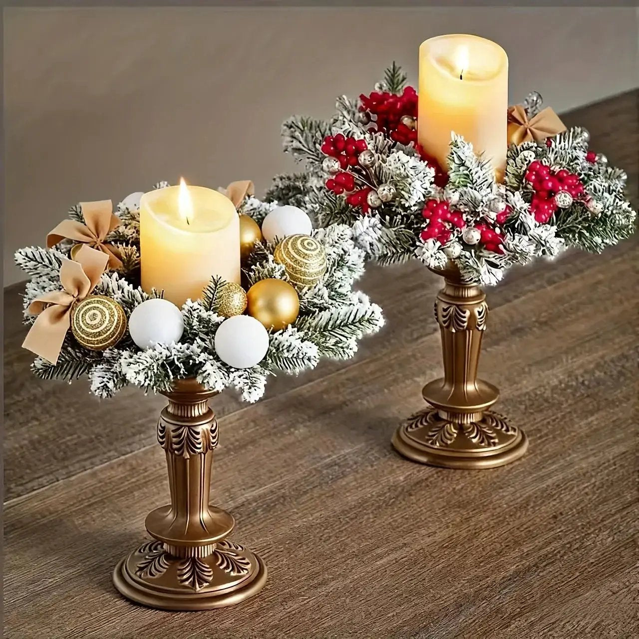 Golden Metal Winter Decor with Holiday Accents by House Of Avana