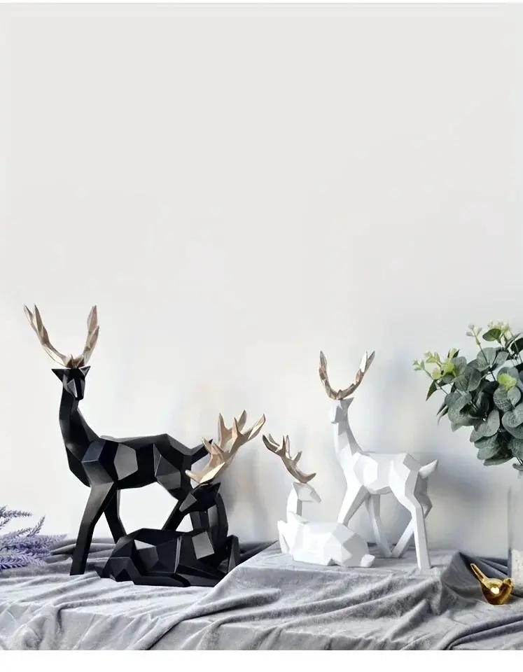 Golden Resin Deer Sculpture with Modern Christmas Decor by House Of Avana