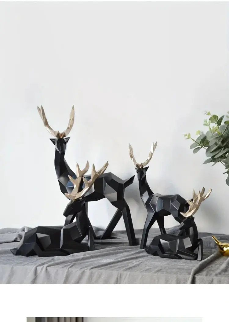 Golden Resin Deer Sculpture with Modern Christmas Decor by House Of Avana