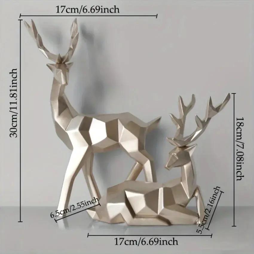 Golden Resin Deer Sculpture with Modern Christmas Decor by House Of Avana