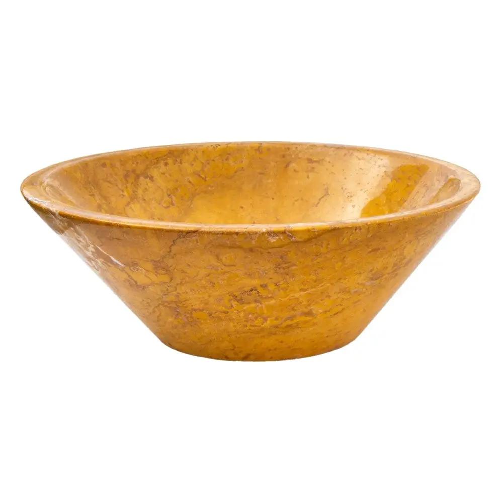 Golden Sienna Travertine V-Shaped Vessel Sink - Polished 16 Inch Diameter 6 Inch Height by GobekDesign