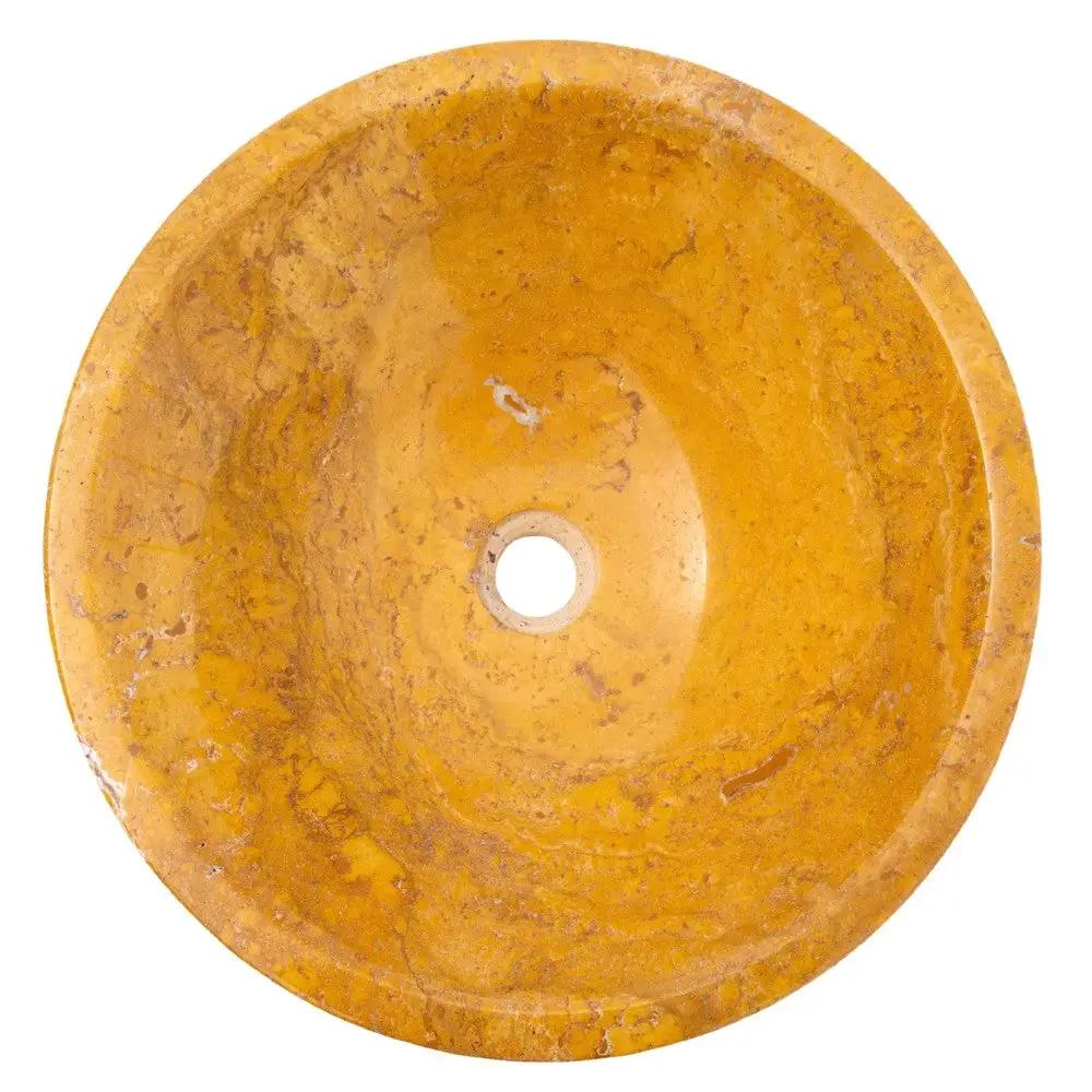 Golden Sienna Travertine V-Shaped Vessel Sink - Polished 16 Inch Diameter 6 Inch Height by GobekDesign