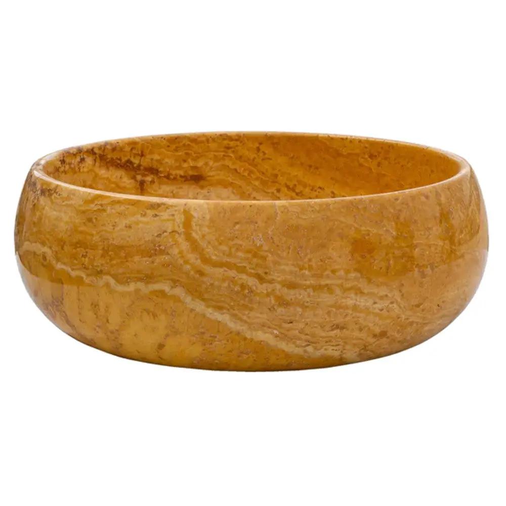 Golden Sienna Travertine Natural Stone Vessel Sink - Filled and Polished 16x6 in by GobekDesign