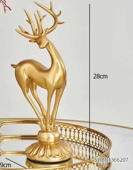 Golden Deer Figurine Set with Crystal Floral Accents by House Of Avana